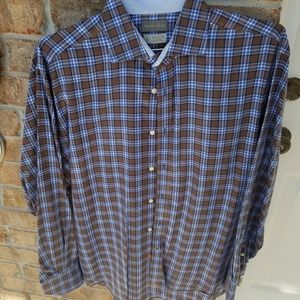 Thomas Dean button up brown and blue